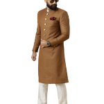 Classic Caramel Brown Achkan for Men | Elegant Ethnic Wear | Jaipurio